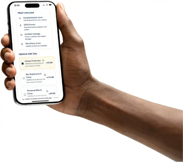 Phone screen displaying the Justdriveaway website